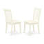 Ensemble de table de salle à manger moderne 5 pièces comprenant une table de cuisine ronde avec piédestal et 4 chaises de cuisine en tissu de polyester, lin blanc-124732509-124732502-124732500