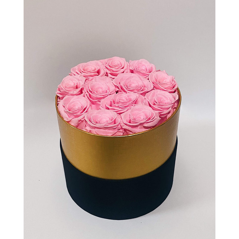 Preserved Natural Rose Rose Arrangement in Pot, Pink
