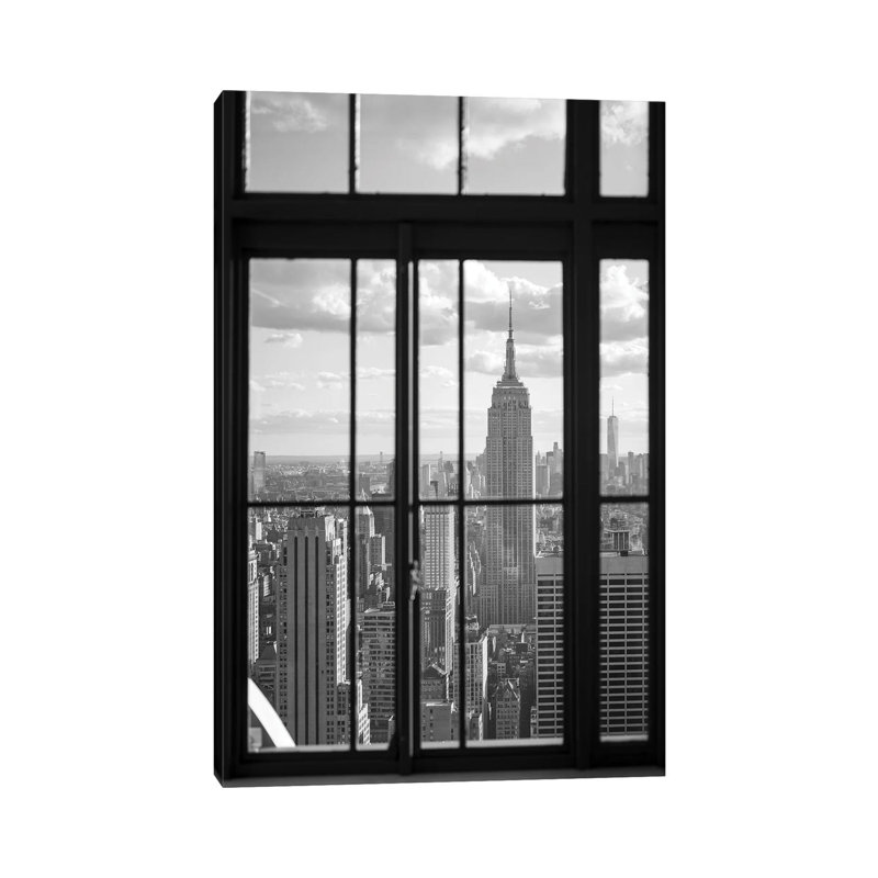 Empire State Building In Black And White by Jan Becke - Print on Canvas, 66.04cm H x 45.72cm W x 1.9cm D, Wrapped Canvas