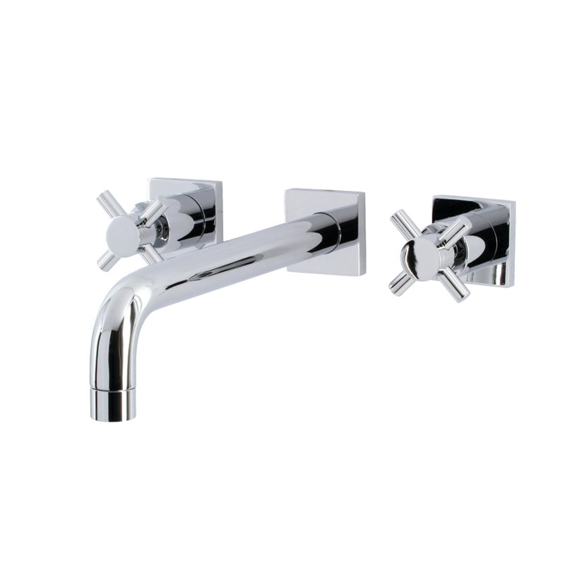 Kingston Brass Manhattan Two-Handle 3-Hole Wall Mount Roman Tub Faucet, Polished Chrome, T-bar