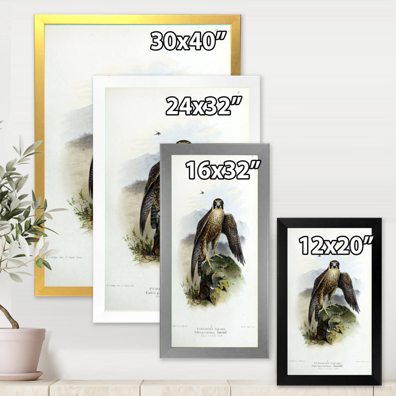 Vie d'oiseau rétro - peinture sur toile, H 40 po x l 30 po x 1,5 po, Cadre photo noir