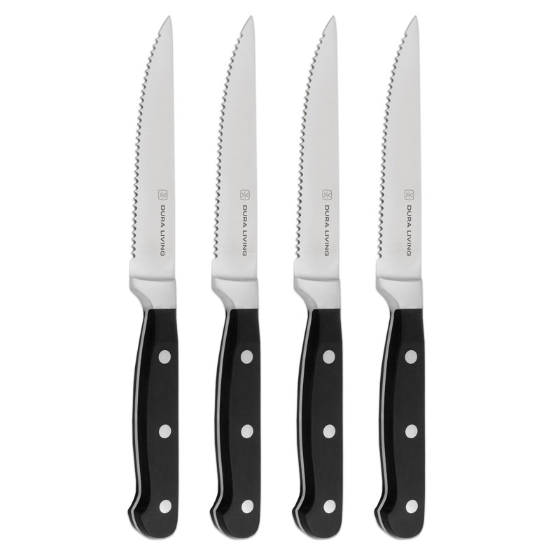 Ensemble de couteaux à steak en acier inoxydable 4 pièces Dura Living, Noir