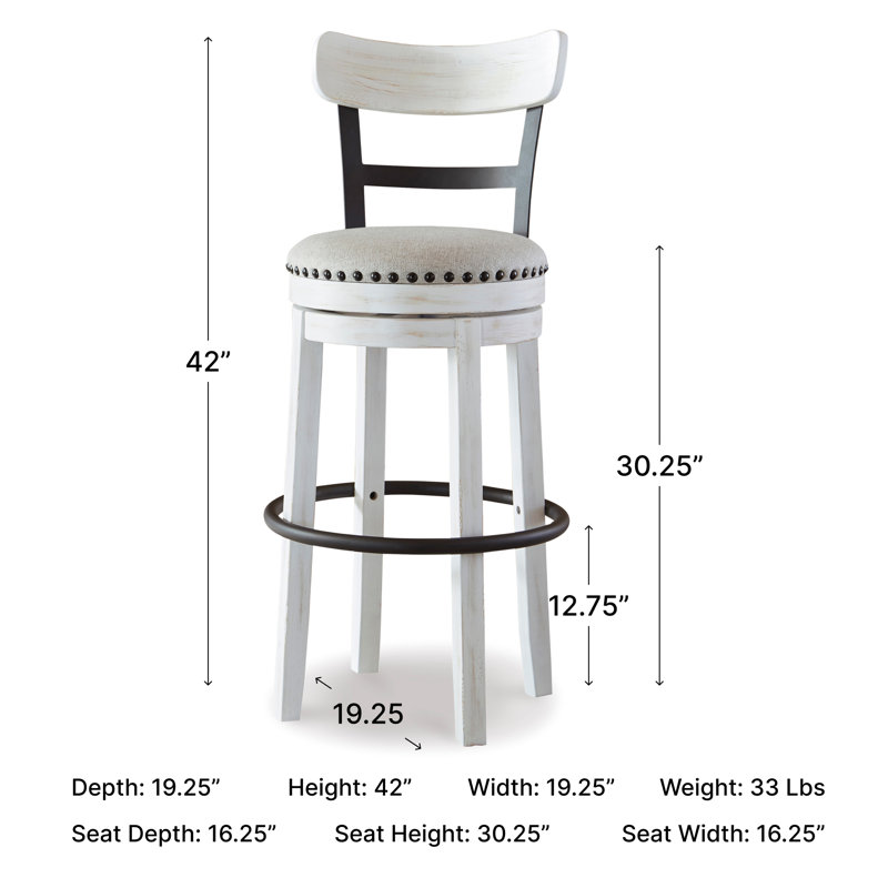 Upholstered Counter Stool, White, Bar Stool (30" Seat Height)