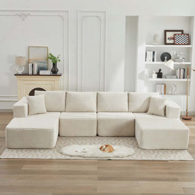 Cloud Sectional Couch Double Chaise Lounges,No Assembly Required by Mercer41