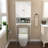 Over Toilet Storage Cabinet, White Wood Bathroom Shelf With Movable Partition Board Unit, Removable Wooden Panel