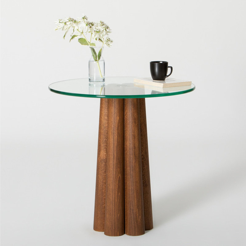 Glorias End Table, Transparent, 50" H x 50" W x 50" D, Walnut
