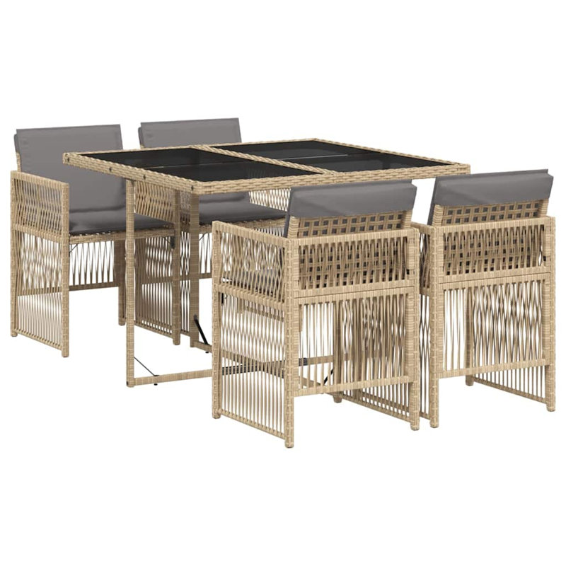 Patio Dining Set with, Mix Beige, Grey