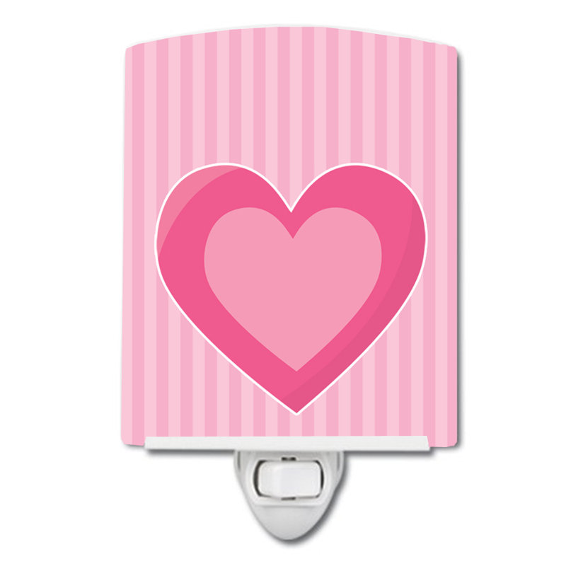Hearts on Stripes Ceramic Night Light