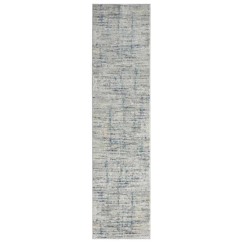 Tapis gris Tomaz, Blue/Grey, Tapis de couloir de 2 pi 6 po x 8 pi