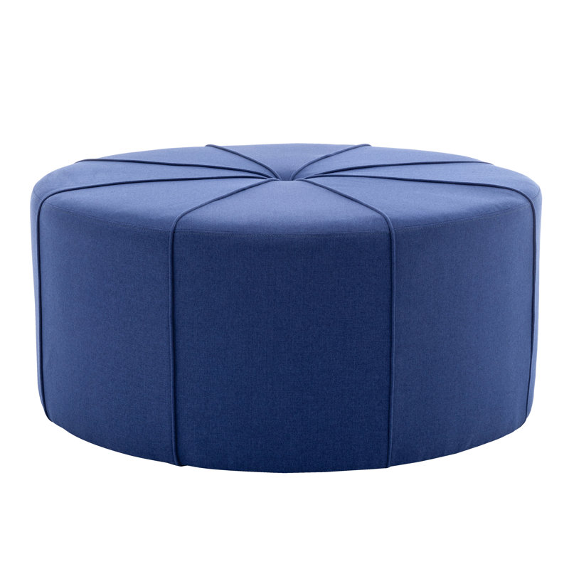 Wrought Studio™ Aron 39.4" Fabric Round Cocktail Ottoman, Brackman Blue Fabric