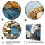 «Blue and Gold Marble River IV», art mural abstrait à encre liquide-475610520-475610524