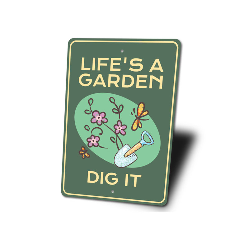 Plaque en aluminium Life's A Garden, H 14 po x l 10 po x P 0,04 po