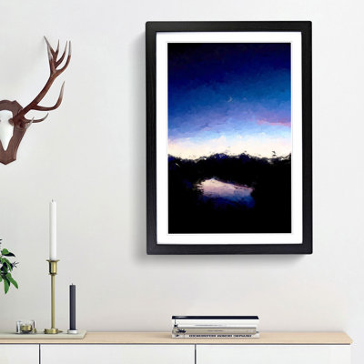 Crescent Moon Above a Lake in Abstract - Picture Frame Graphic Art Print