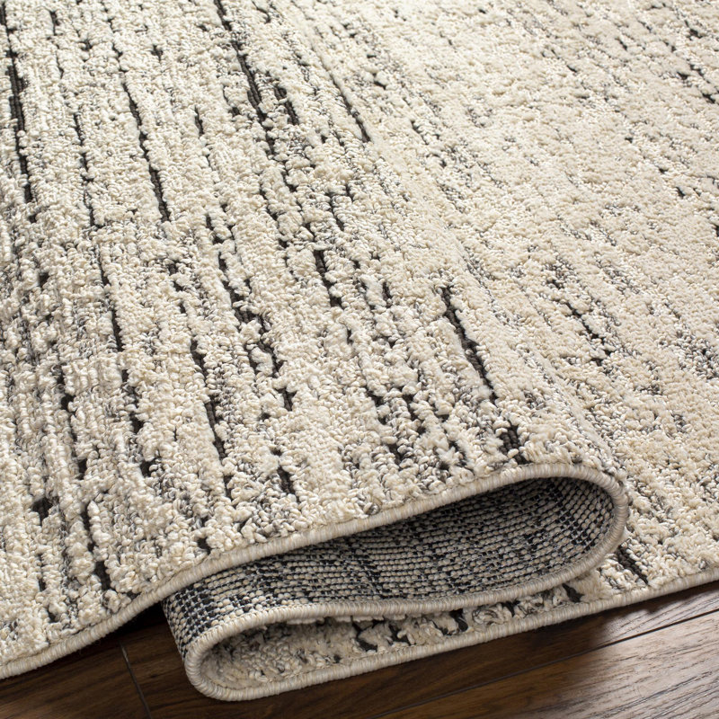 Tapis taupe à rayures Ollie, Tapis de couloir 2 pi 7 po x 7 pi 3 po