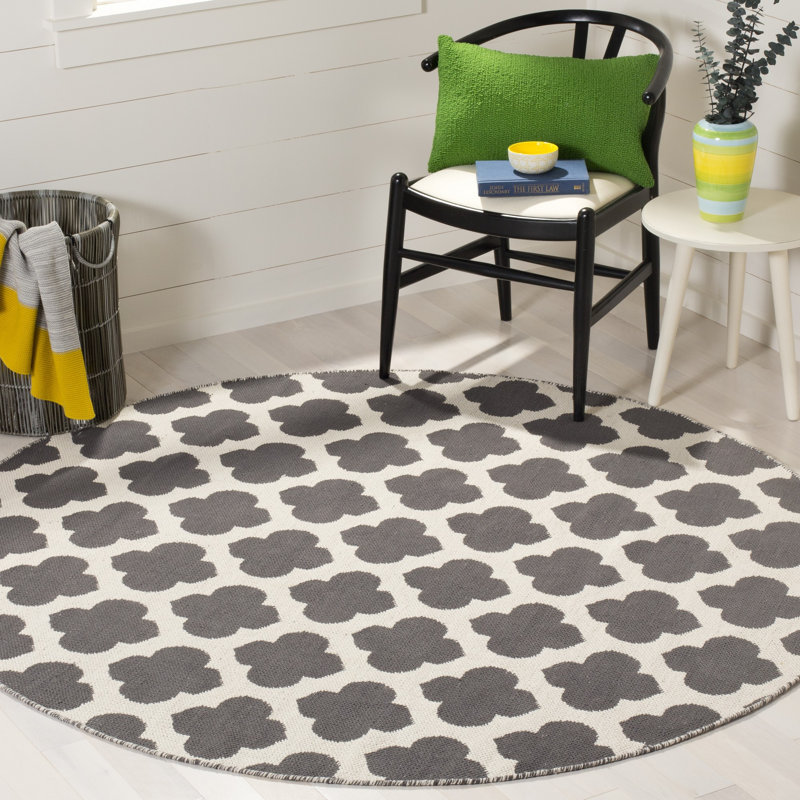 Romona Hand Woven Cotton Geometric Rug, Square 6'