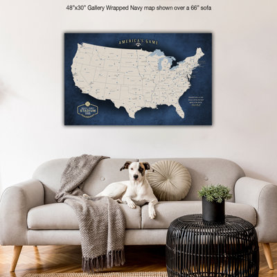 Personalized Baseball Stadium Push Pin Map