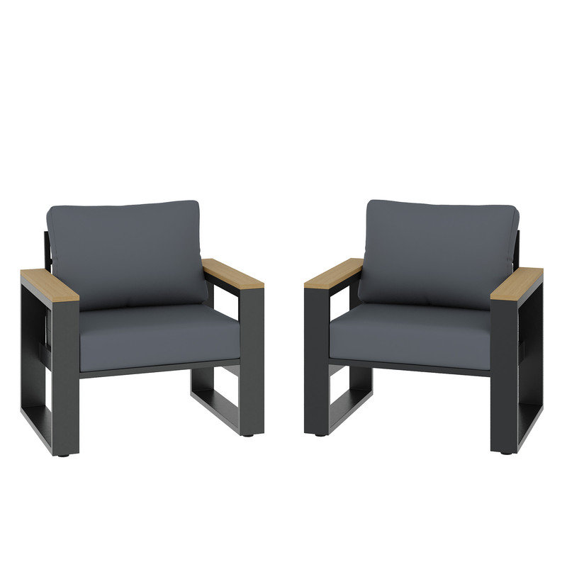 Ensemble de 2 canapés de patio en aluminium et canapé d'extérieur pour jardin, Gris