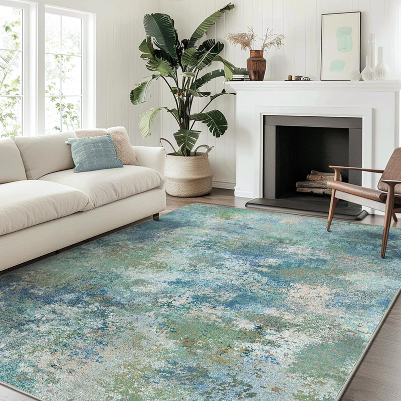 Abstract Machine Washable Performance Area Rug, Rectangle 8' x 10'