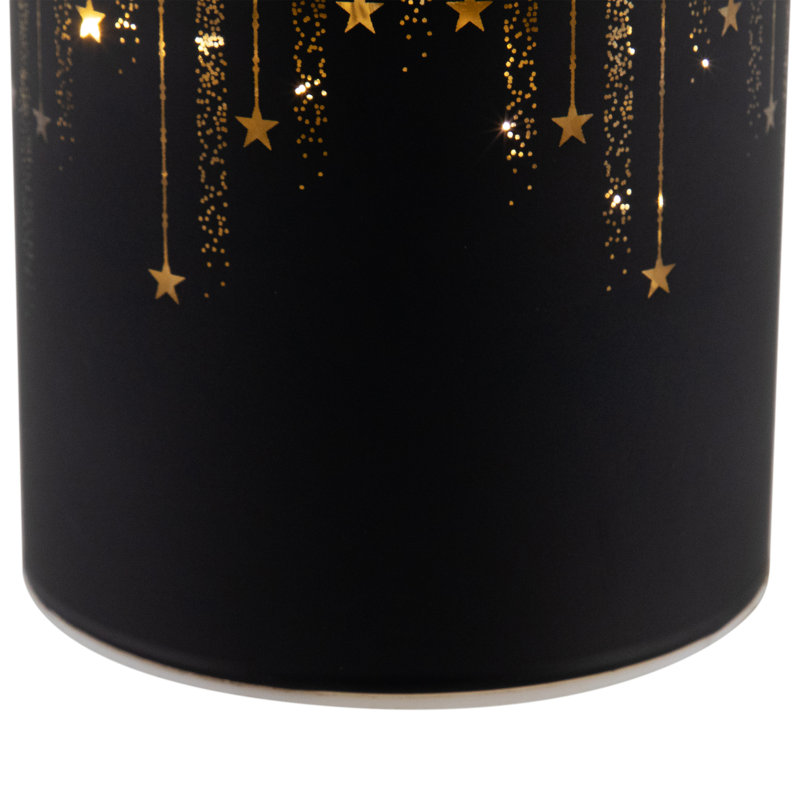 LED Lighted Glass Candle With Stars Christmas Decoration, 8" H x 3.5" W x 3.5" D