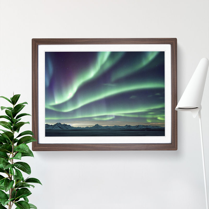 Desirable Northern Lights - Single Picture Frame Print, 25cm H x 34cm W x 2cm D, Walnut