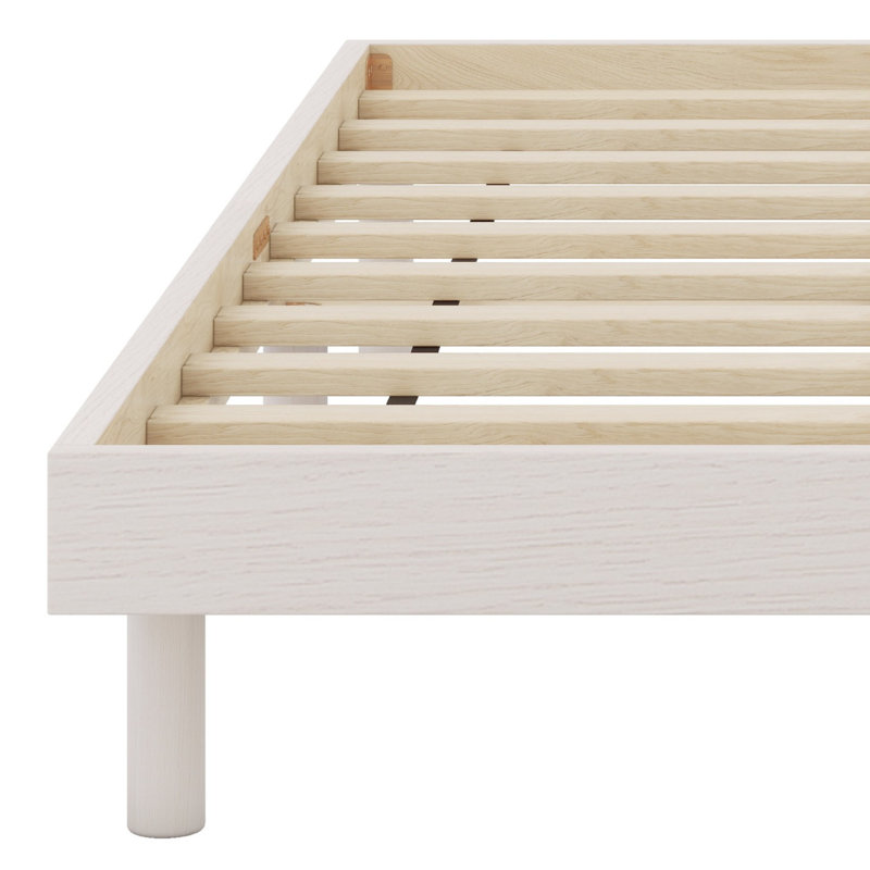 Modern Design Floating Platform Bed Frame, White Washed