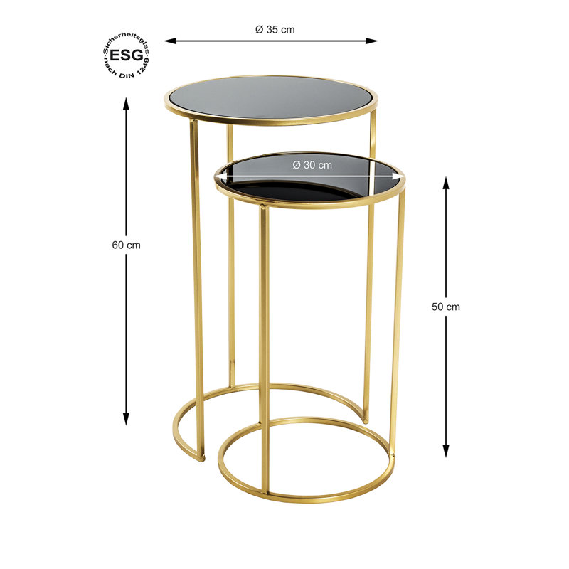 Gaspard Glass Top Frame Nesting Tables