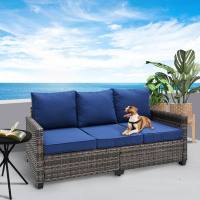 Birdsall 79'' High-Density Polyethylene (HDPE) Wicker Outdoor Patio Sofa
