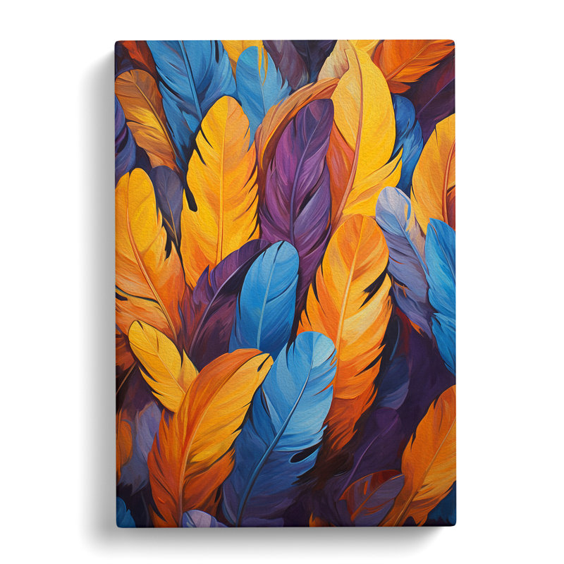 Feather Action Painting No.3 - Wrapped Canvas, 50cm H x 35cm W x 3cm D