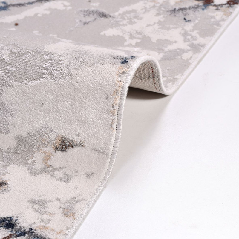 Tapis moderne / abstrait beige lavable à la machine antidérapant, Rectangle 4 pi x 5 pi 11 po