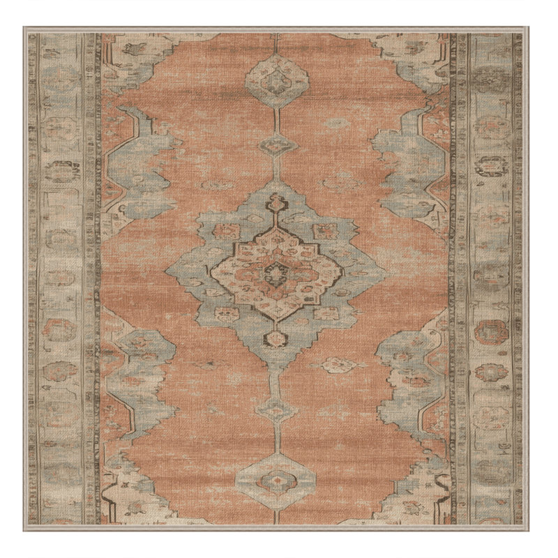 Machine Washable Overdyed Brown Area Rug, Square 8'