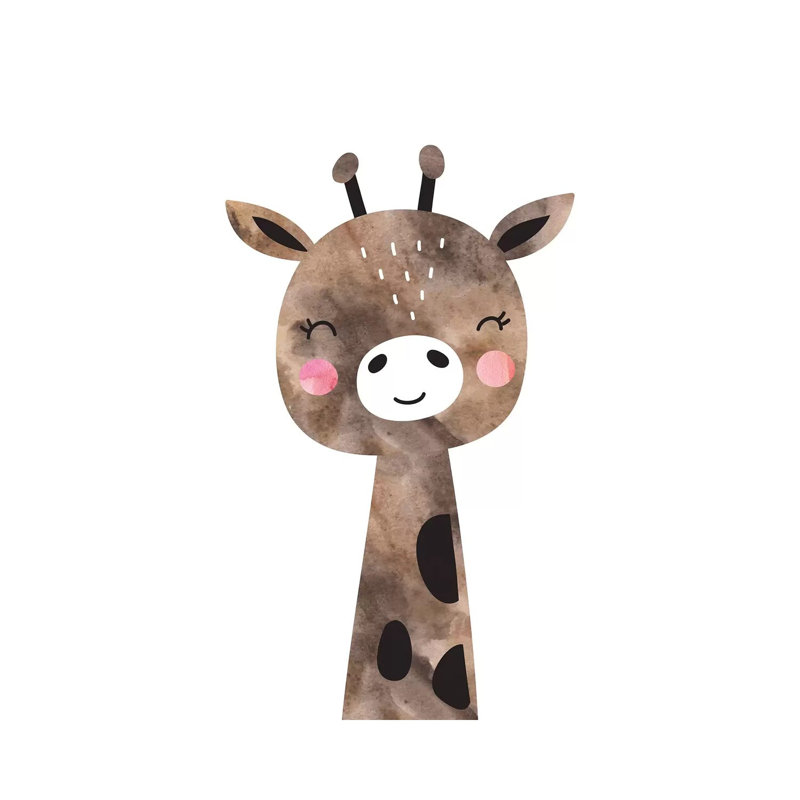 Scandi Brown Giraffe Watercolour - Wrapped Canvas Print, 20.32 cm H x 30.48 cm W
