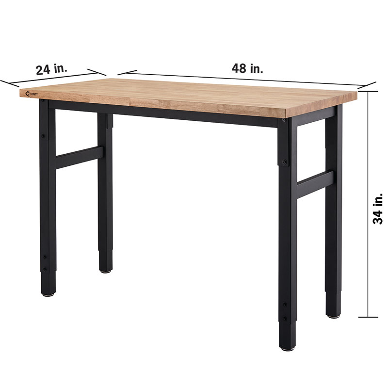 TRINITY Black 4 ft. W x 2 ft. D Adjustable Height Workbench