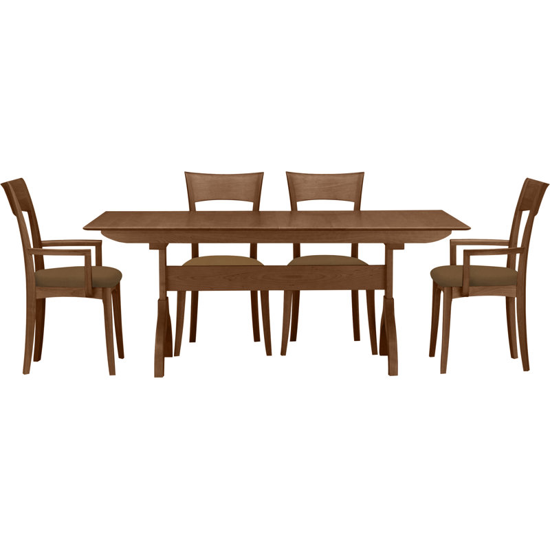 Sarah 5 - Piece Dining Set, Coffee Leather, Saddle Cherry