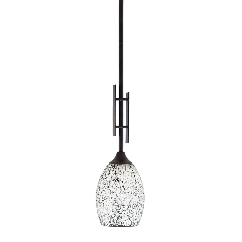 Mini-luminaire suspendu suspendu Uptowne avec finition en granit foncé et verre fusion noir de 5 po