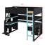 Lit mezzanine avec escalier de rangement, bureau intégré, tablettes et panneau perforé Gaming-1259335049