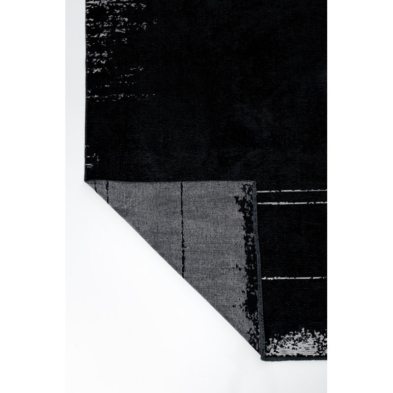 Rapture Gray/Black Abstract Luxury Area Rug, Rectangle 7'10" x 11'2"