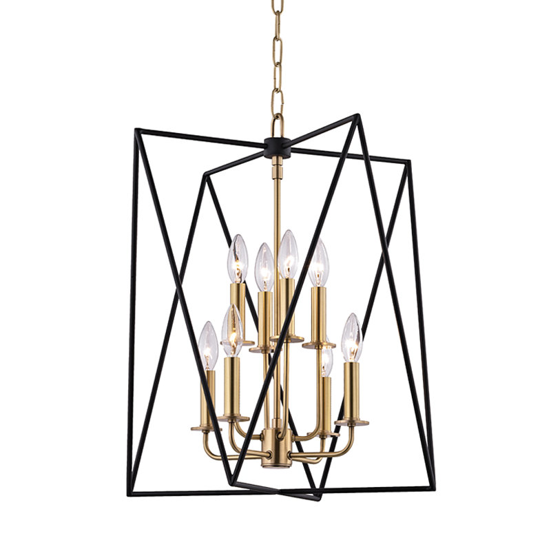 Laszlo 8 - Light Chandelier, Aged Brass, 22.5" H x 18.25" W x 18.25" D