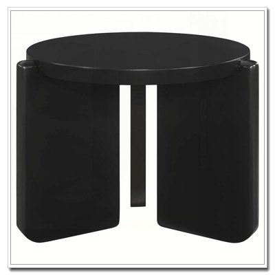 Harrison Black Round Solid Wood End Table