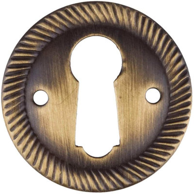 Rope Pattern Aged Brass Keyhole Cover