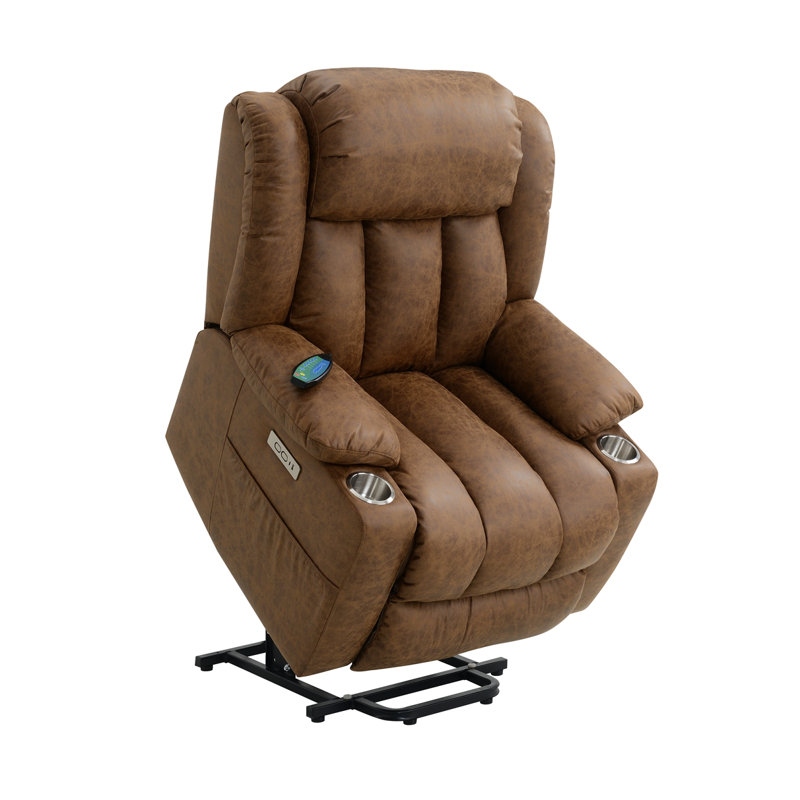 Fauteuil inclinable électrique avec levage, chauffage et massage, Brun