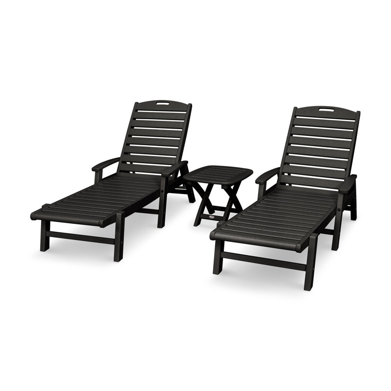 Yacht Club 3-Piece Chaise Set, Charcoal Black