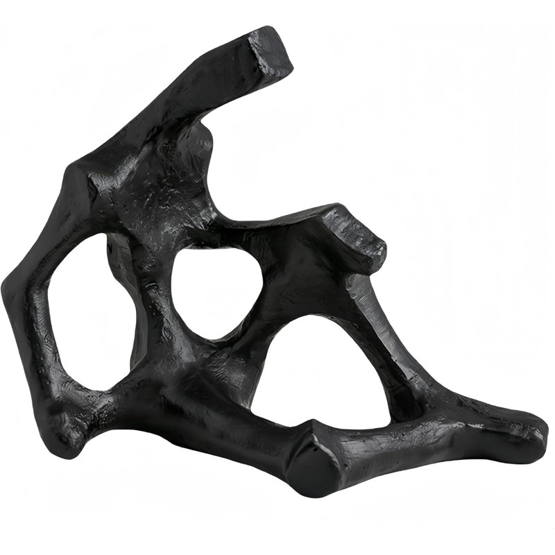 8.3" Black Abstract Sculpture - Modern Home Office Table Decor