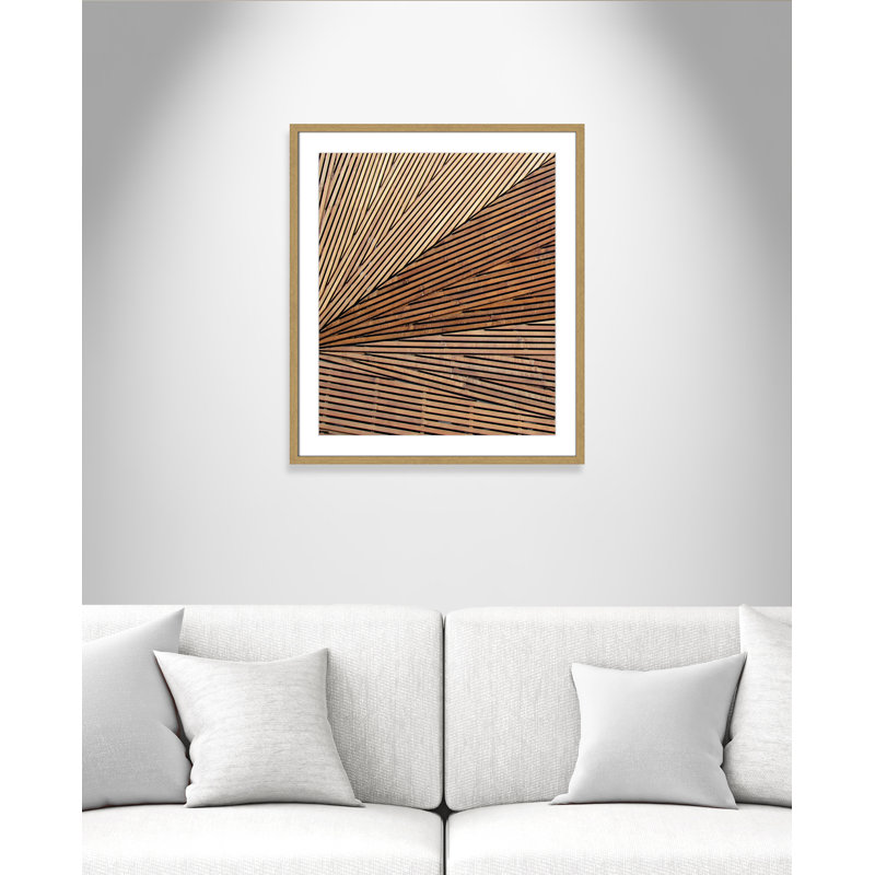 Panneau géométrique en bois Fayette 1 - reproduction de cadre photo, H 25,5 po x l 21,5 po x P 0,75 po, Grain de bois naturel