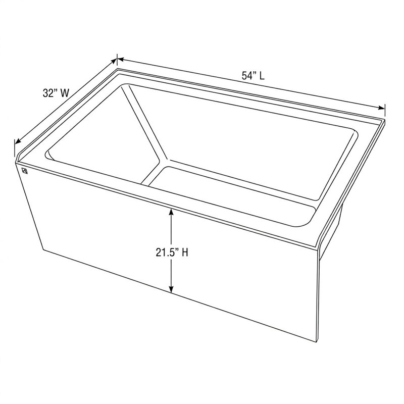 Condris 54" Acrylic Alcove Soaking Bathtub with Apron Front, Round Overflow, Right Drain, Anti-Slip, White, Right