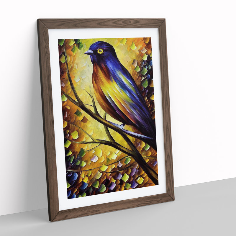 Portrait Of A Bird No.3 - Single Picture Frame Print, 64cm H x 46cm W, Walnut