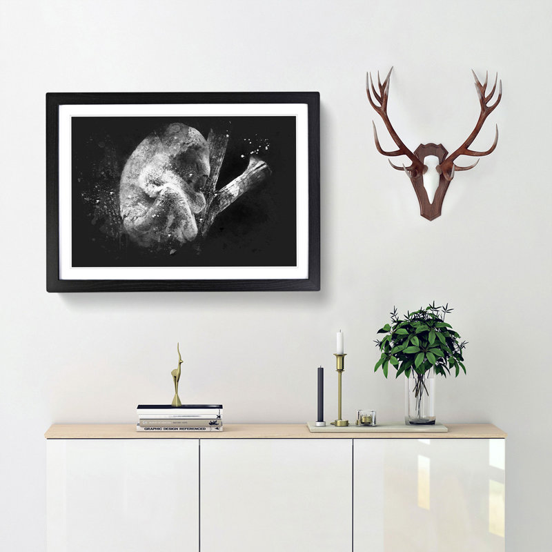 Koala Bear Resting in a Tree - Picture Frame Painting Print, Black Framed, 62cm H x 87cm W x 2cm D