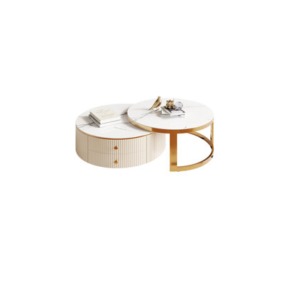 Italian Light Luxury Rock Slab Tea Table Set