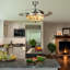 42“ Vintage Tiffany-Style Stained Glass Ceiling Fan With Light, 3 Speeds, Remote Control, Timer