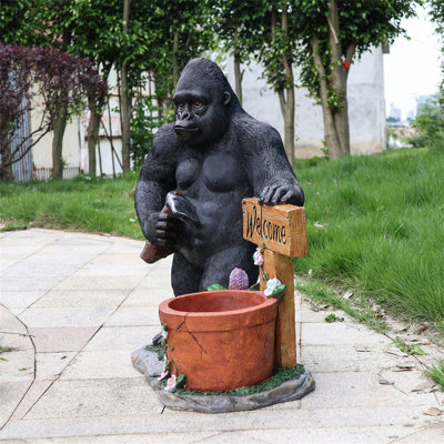 Sculpture de jardin d'extérieur pour jardin pot de fleurs pour chimpanzés - décoration de statue de jardin unique, ornement extérieur de loi intéressante