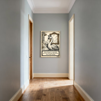 Cygne avec couronne dans la salle de bain, art mural, reproduction de peinture à l'huile, style rétro décoratif pour le bureau personnel et le salon